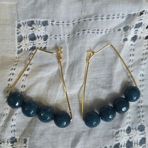 Chic Gold and Teal Beaded Earrings